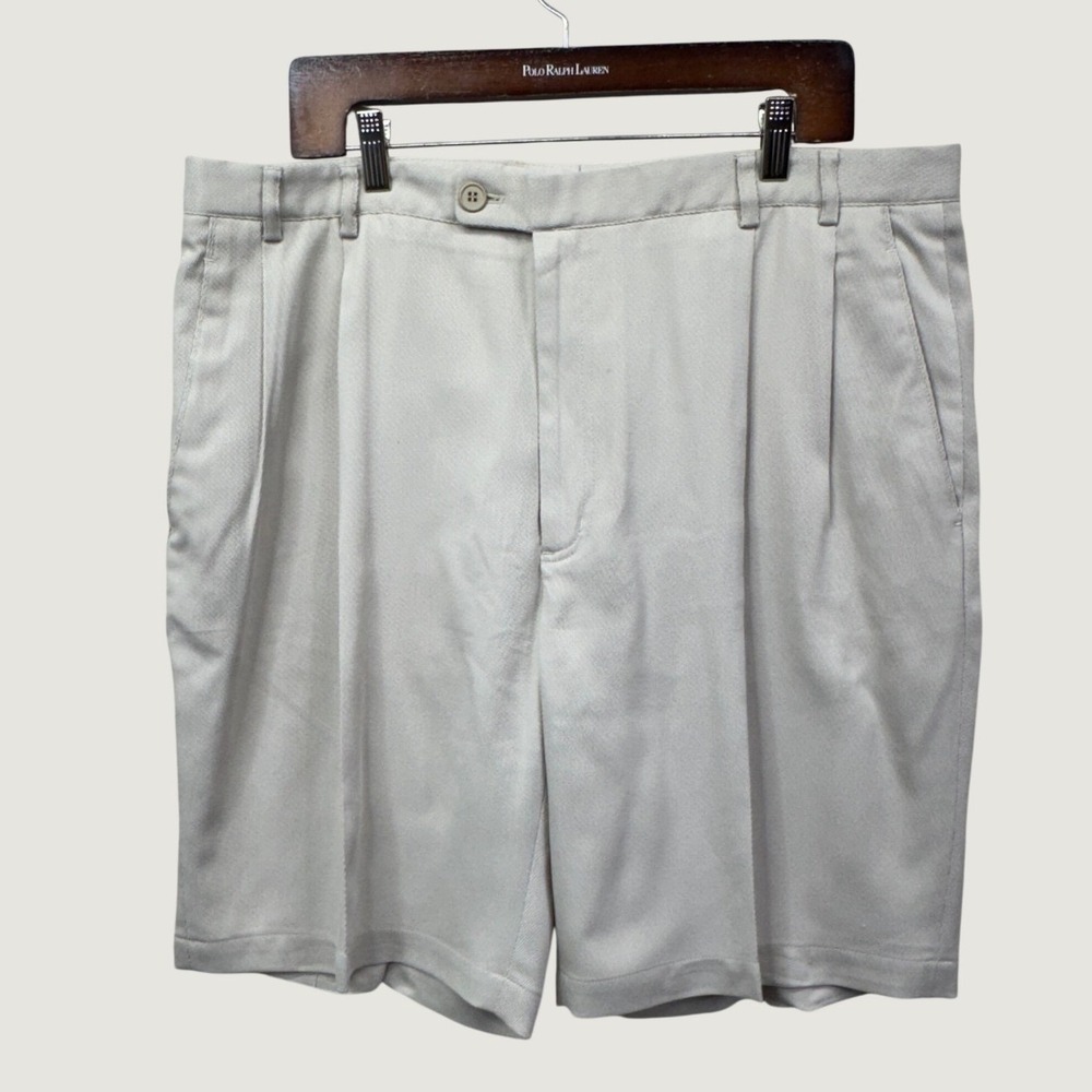 Jhane Barnes Pleated Silk Shorts 38 Beige Old Money Quiet Luxury Vintage Mens